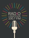 Radio, banner with microphone and place for text