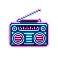 Radio Boombox Illustration Logo in neon light