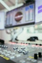 Radio broadcasting studio: Soundboard and computers Royalty Free Stock Photo