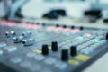 Radio broadcasting studio: Soundboard and computers Royalty Free Stock Photo