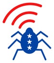 Flat Raster Radio Bug Icon in American Democratic Colors with Stars