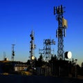 Radio Cell Cellular Broadcast Communication Towers Royalty Free Stock Photo