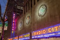 Radio City Music Hall Billboard at Christmas Time in Manhattan, New York City, USA. Impressive Wall Decoration