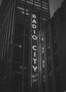 Radio City Music Hall neon sign at night, in Midtown Manhattan, New York City Royalty Free Stock Photo