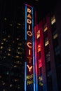 Radio City Music Hall at night, in Manhattan, New York City Royalty Free Stock Photo