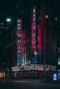 Radio City neon sign at night, in Midtown Manhattan, New York City