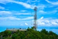 Radio communication tower on a background of blue sky Royalty Free Stock Photo