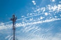 Radio Communication tower on beautiful blue sky background Royalty Free Stock Photo