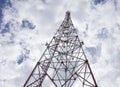 Radio communication tower weathered with some rust Royalty Free Stock Photo