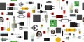 Radio components background picture. Element for radio circuit. Seamless pattern. Object isolated on white. Electronics