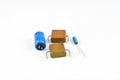 Radio components, batteries, capacitors, tantalum and electrolytic, passive electronic component