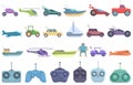 Radio control toys icons set cartoon . Rc toy Royalty Free Stock Photo