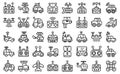 Radio control toys icons set outline vector. Rc helicopter Royalty Free Stock Photo