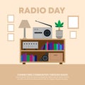 Radio Day design with a radio in a comfort room Royalty Free Stock Photo
