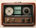 A radio with a digital clock and a dial Royalty Free Stock Photo