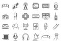 Radio engineer tool icons set, outline style