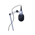 Radio equipment. Audio microphone for an online studio presenter. Vector cartoon illustration Royalty Free Stock Photo