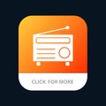 Radio, FM, Audio, Media Mobile App Button. Android and IOS Glyph Version