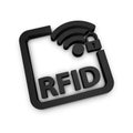 Radio Frequency Identification RFID Symbol - Black 3D Illustration Isolated On White Background