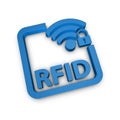 Radio Frequency Identification RFID Symbol - Blue 3D Illustration Isolated On White Background Royalty Free Stock Photo