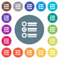 Radio group flat white icons on round color backgrounds