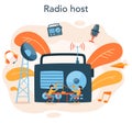 Radio host concept. Idea of news broadcast in the studio. Royalty Free Stock Photo