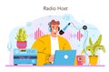 Radio host concept. Idea of news broadcasting in the studio. Radio DJ Royalty Free Stock Photo