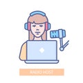 Radio host - modern colored line design style icon