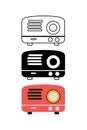 Radio icon flat set. Vector stock illustration Royalty Free Stock Photo