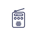 Radio icon, portable FM tuner line vector