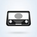 Radio icon vector, Old retro Receiver waves, tuner sign Isolated on white background
