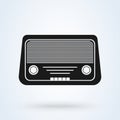 Radio icon vector, Old retro Receiver waves, tuner sign Isolated on white background