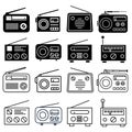 Radio icon vector set. Radio wave illustration sign collectio. Music symbol or logo.