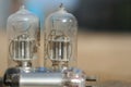 Radio lamp amplifier. Electronic vacuum tube. Royalty Free Stock Photo