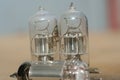 Radio lamp amplifier. Electronic vacuum tube. Royalty Free Stock Photo