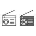 Radio line and glyph icon, fm and sound