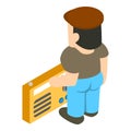 Radio listener icon, isometric style