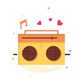 Radio, Love, Heart, Wedding Abstract Flat Color Icon Template