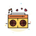 Radio, Love, Heart, Wedding Abstract Flat Color Icon Template