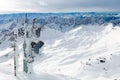 Radio mast on Zugspitze mountain summit Royalty Free Stock Photo