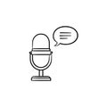 Radio microphone hand drawn outline doodle icon. Royalty Free Stock Photo