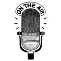 Radio microphone black and white drawing Royalty Free Stock Photo