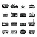 Radio music old device icons set, simple style Royalty Free Stock Photo