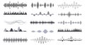 Radio music waves designs, analog audio signal. Track or sound, musical wave vibrations. Voice recognition digital Royalty Free Stock Photo