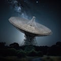 Radio night telescope on a remote mountaintop, Generative AI