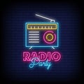 Radio Party Neon Signs Style Text Vector Royalty Free Stock Photo