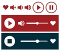 Radio player interface and player icon set Royalty Free Stock Photo