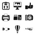 Radio positioning icons set, simple style