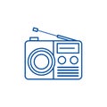 Radio reciever sign line icon concept. Radio reciever sign flat vector symbol, sign, outline illustration.