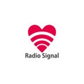 radio signal geometric love shape symbol logo vector